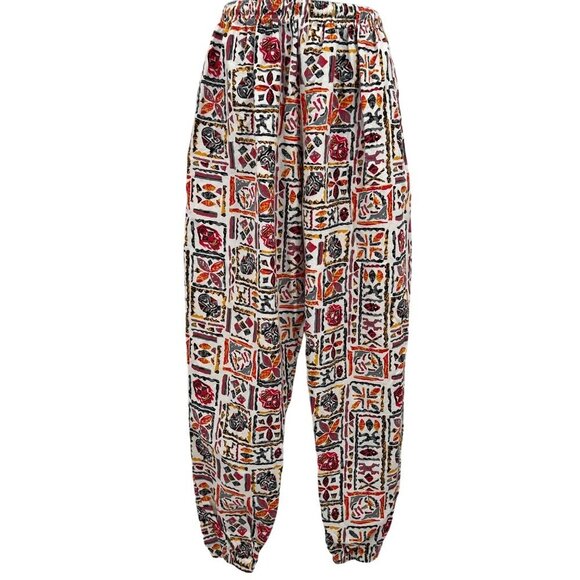 Crazy 1980s Print Baggy Joggers 100% Cotton‎ Made in the USA Hawaiian Print Sz M - Picture 1 of 9